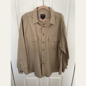 Men's Woolrich Dark Wheat Plaid Wool Blend Heavy Flannel Size 2XL